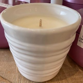 4 oz Ceramic With White Lines Candle