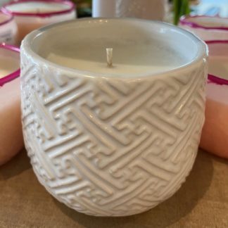 White Geo Ceramic Candle