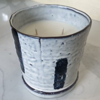Blue Striped Ceramic Candle