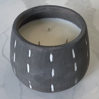 Gray Terra-Cotta Striped Candle